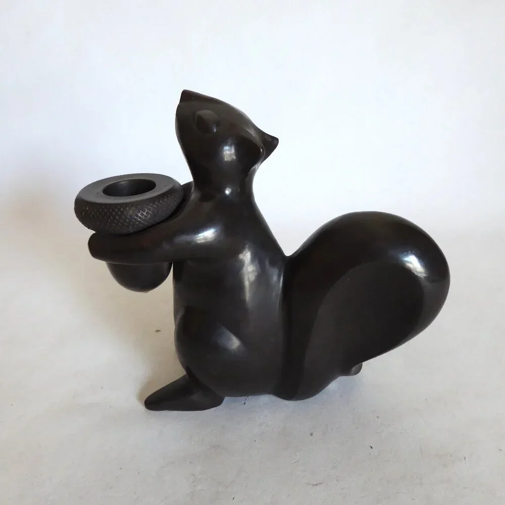NEW RESTORATION HARDWARE BRONZE SQUIRREL HOLDING ACORN CANDLE HOLDER